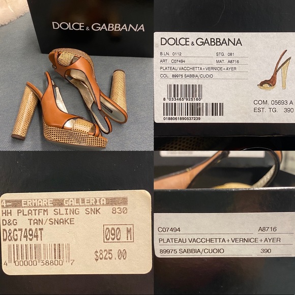 NIB D&G Snakeskin Platform Slingback Heels Sz 39 - Picture 12 of 13